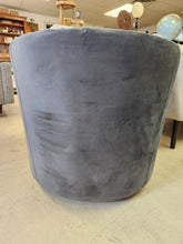 Load image into Gallery viewer, Dark Gray Velvet Swivel Barrel Chair
