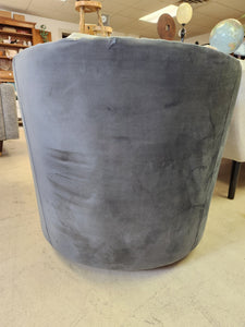 Dark Gray Velvet Swivel Barrel Chair