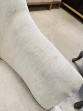 Load image into Gallery viewer, Cream Fabric &amp; Wood Armchair
