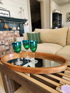 Mirrored Wood Oval Serving Tray