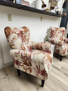 Floral Fabric Armchairs, Set of 2