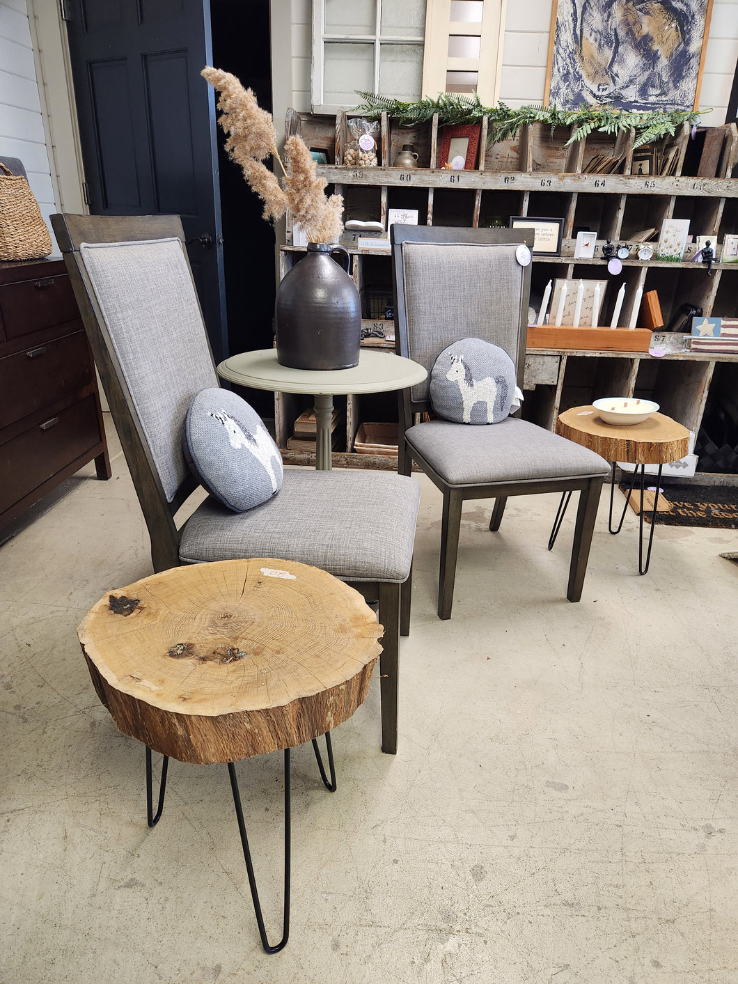Live Edge Round Wooden Side Table