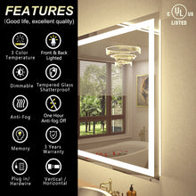 Load image into Gallery viewer, Front &amp; Back LED Anti-Fog Tempered Glass Bathroom/Vanity Mirror
