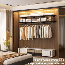 Load image into Gallery viewer, Industrial Pipe Clothes Rack with Top Shelf
