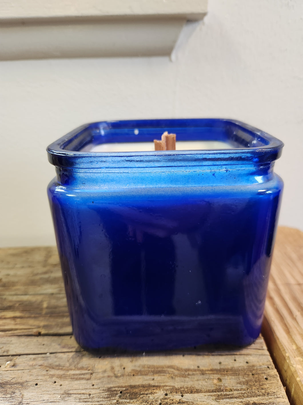 Scented Candle in Square Blue Container