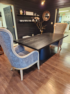 Large Black Wood and Metal Dining Table