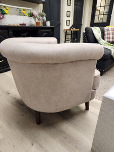 Button Tufted Beige Barrel Chairs