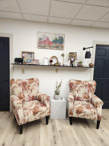 Floral Fabric Armchairs, Set of 2