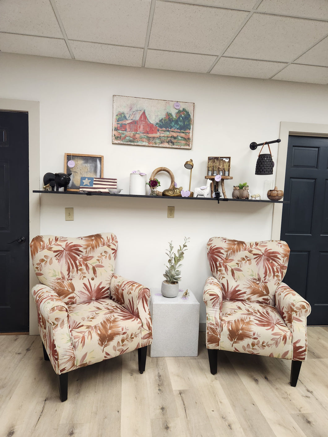 Floral Fabric Armchairs, Set of 2