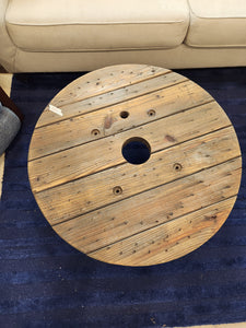 Rustic Wooden Wheel Coffee Table