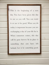 Load image into Gallery viewer, A New Day Inspirational Wooden Sign
