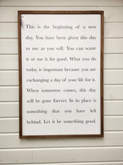 A New Day Inspirational Wooden Sign