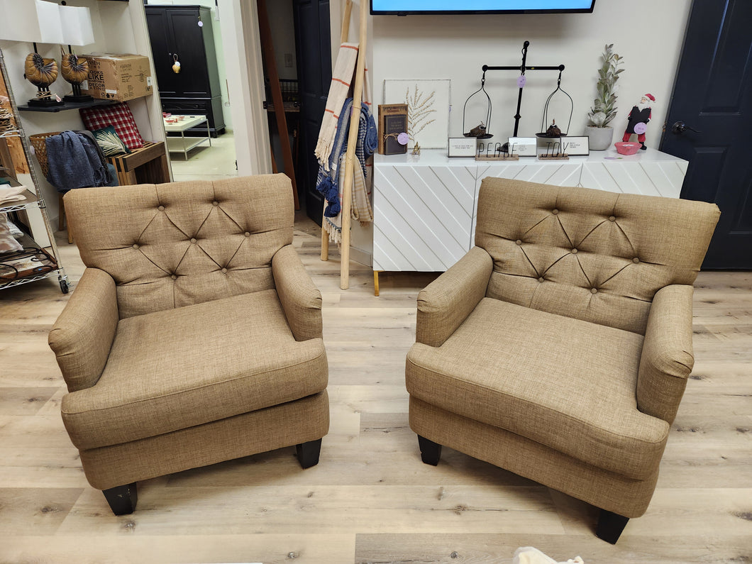 Brown Tufted Arm Chairs