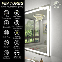 Load image into Gallery viewer, Front &amp; Back LED Anti-Fog Tempered Glass Bathroom/Vanity Mirror
