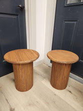 Load image into Gallery viewer, Round Pedestal Wood Side Table
