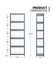 Load image into Gallery viewer, 23" Filp Up Acrylic Door Showcase - 67.5''Height - 5 Tiers - Grey
