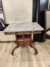 Load image into Gallery viewer, Vintage Stone Top Wood Side Table
