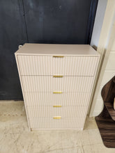 Load image into Gallery viewer, Fluted Pink &amp; Gold 5 Drawers Dresser
