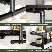 Load image into Gallery viewer, Industrial Pipe Clothes Rack with Top Shelf
