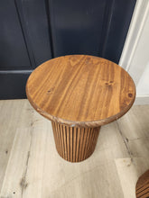 Load image into Gallery viewer, Round Pedestal Wood Side Table

