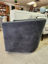 Load image into Gallery viewer, Dark Gray Velvet Swivel Barrel Chair
