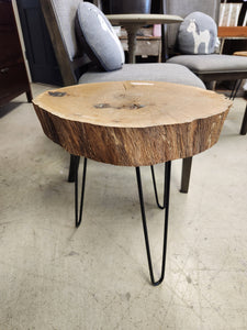 Live Edge Round Wooden Side Table