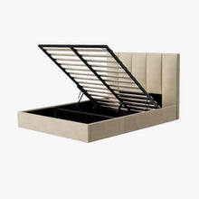 Load image into Gallery viewer, Beige Plywood Frame Queen Size Linen Upholstered Platform Bed with Lifting Storage
