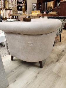 Button Tufted Beige Barrel Chairs