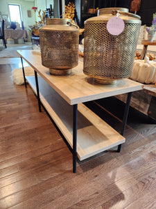 Wood and Metal 2 Shelf TV Stand