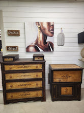 Load image into Gallery viewer, Vintage Wooden Dresser &amp; Side Table Set
