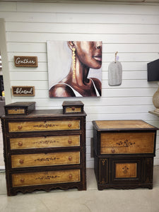 Vintage Wooden Dresser & Side Table Set