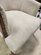 Load image into Gallery viewer, Cream Fabric &amp; Wood Armchair
