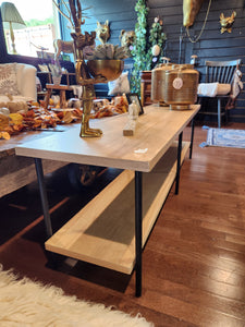 Wood and Metal 2 Shelf TV Stand