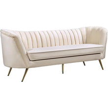 Load image into Gallery viewer, CLEARANCE Contemporary Upholstered Cream Velvet Sofa with Stainless Steel Legs
