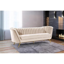 Load image into Gallery viewer, CLEARANCE Contemporary Upholstered Cream Velvet Sofa with Stainless Steel Legs
