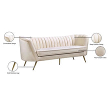 Load image into Gallery viewer, CLEARANCE Contemporary Upholstered Cream Velvet Sofa with Stainless Steel Legs
