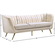 Load image into Gallery viewer, CLEARANCE Contemporary Upholstered Cream Velvet Sofa with Stainless Steel Legs
