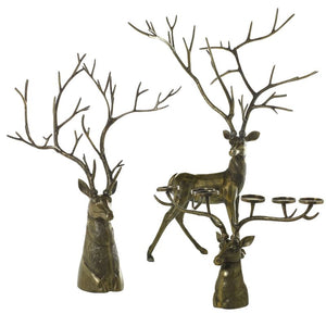 Brass Stag (Deer) Statue, Antique Gold Finish