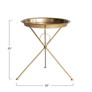 Metal Folding Tray Table, Brass Finish