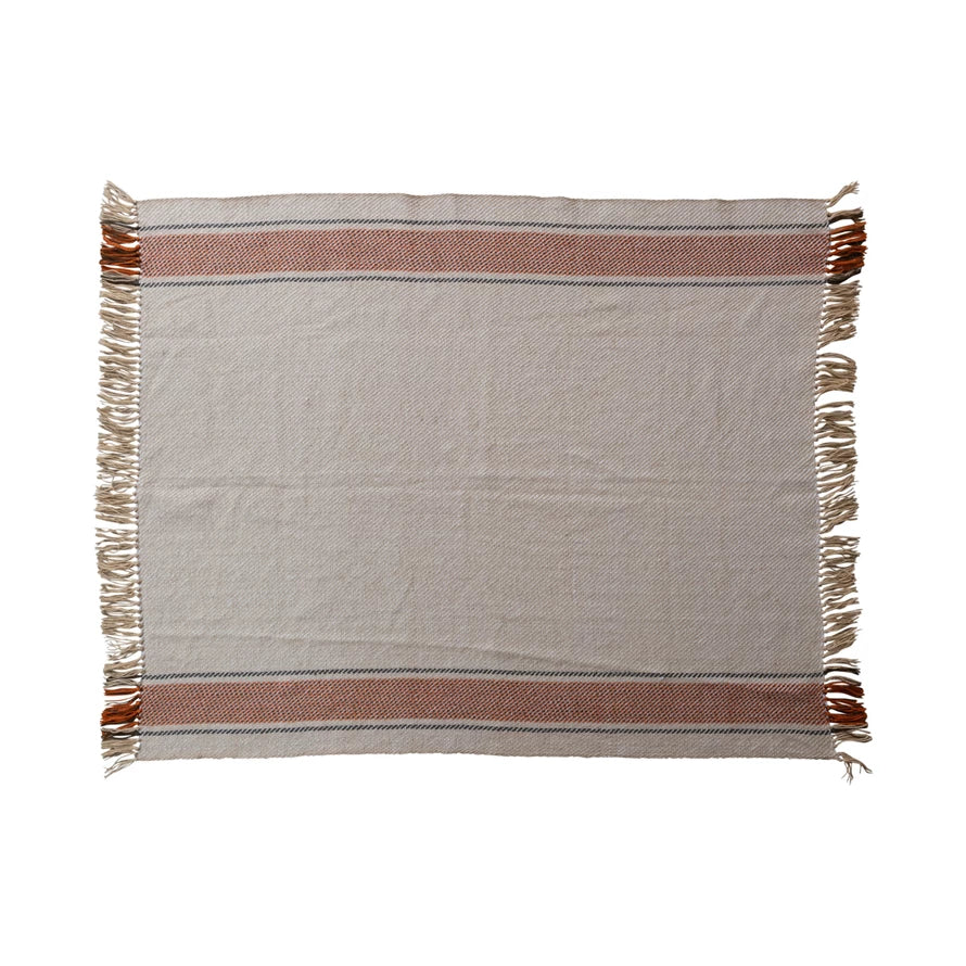 Indoor/Outdoor Throw Blanket with Orange Stripes