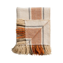 Load image into Gallery viewer, Indoor/Outdoor Throw Blanket with Orange Stripes
