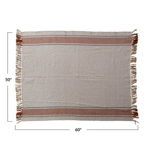 Indoor/Outdoor Throw Blanket with Orange Stripes