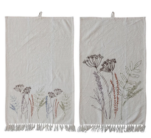 Cotton Printed Kitchen Towel With Flowers - Set of 2