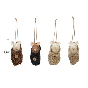 Wool Felt Baby Mouse in Swaddle Ornament