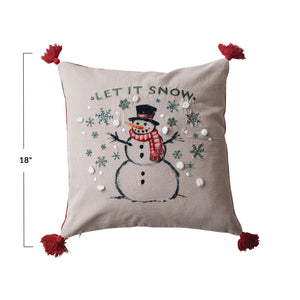 "Let It Snow" Snowman Throw Pillow