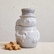 Load image into Gallery viewer, Stoneware Snowman Shaped Cookie Jar
