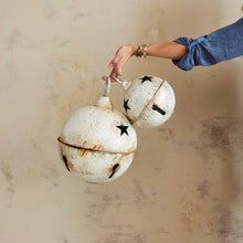 Load image into Gallery viewer, Metal Bell Ornament with Star Cut-Outs, Distressed Finish

