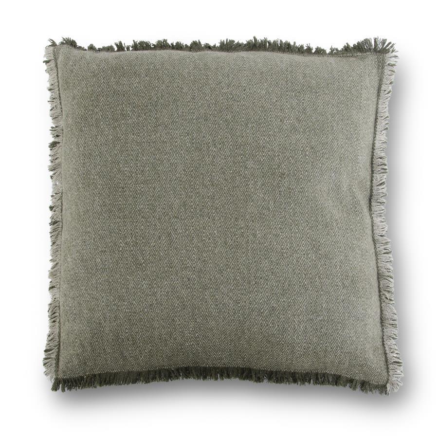Green & Tan Diamond Pattern Wool Blend Throw Pillow