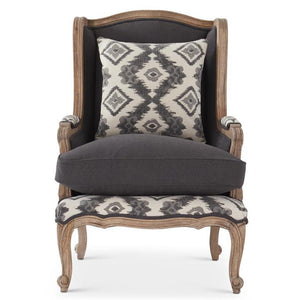 Black & Gray & White Pattern Mango Wood Wing Side Chair