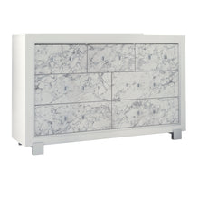 Load image into Gallery viewer, White Faux Marble 62&quot; 7-Drawer Dresser

